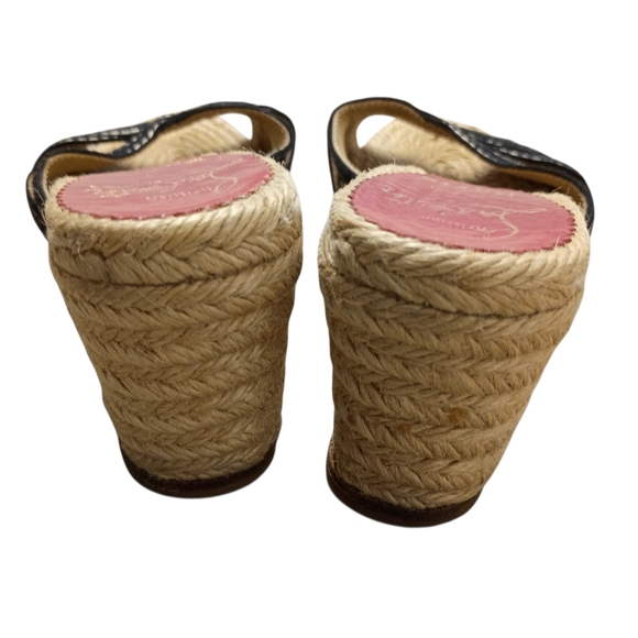 Christian Louboutin Espadrilles Black Wedge Sandals Platform Heels Size 6 - Picture 5 of 9